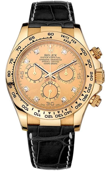 Rolex Daytona Chronograph 18K Yellow Gold & Diamonds Men's Watch, Preowned-116518 chdbr