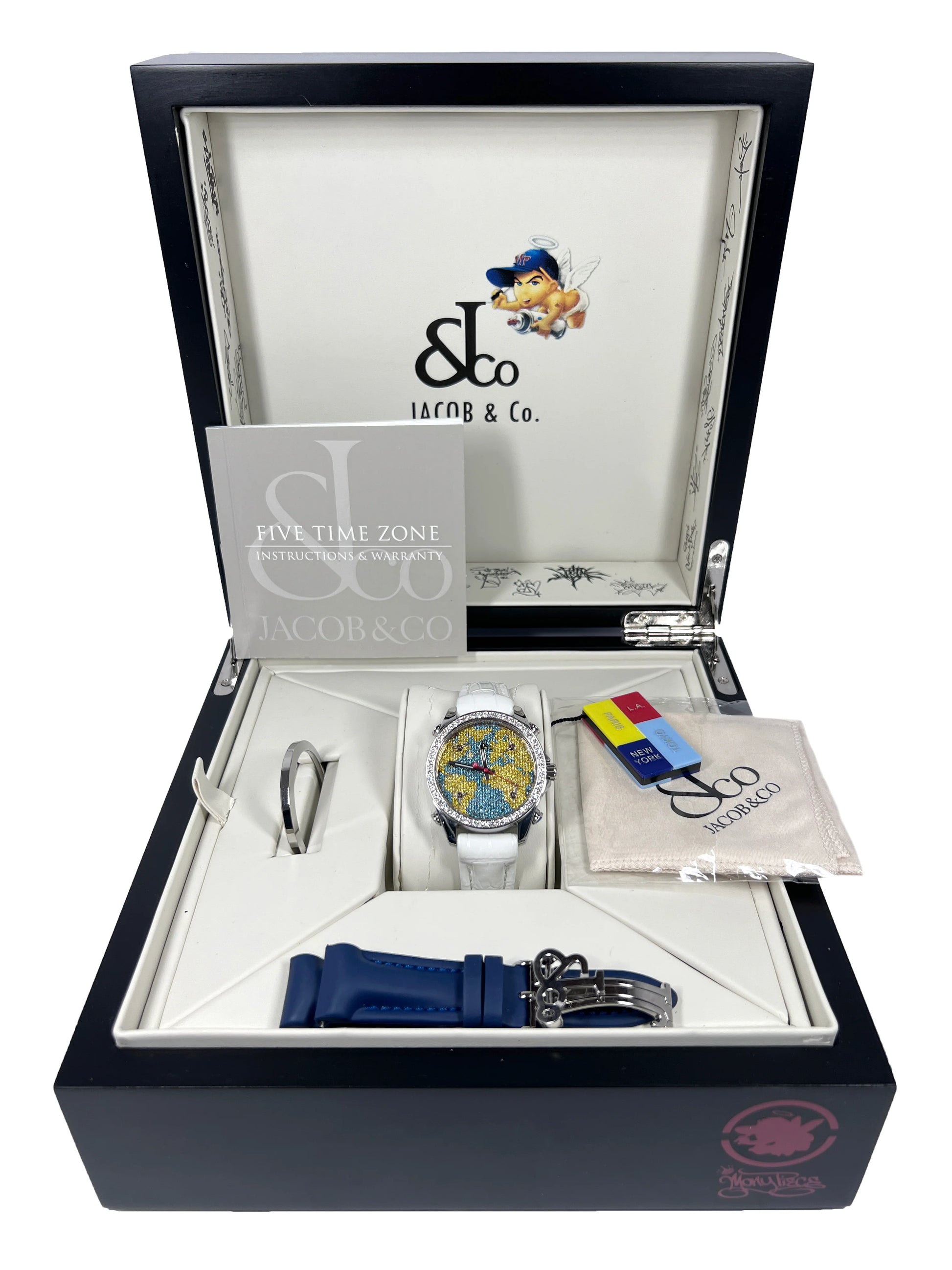 Jacob & Co Five Time Zone Stainless Steel and White Diamonds Watch, JCM47YBBZ