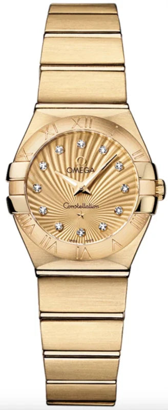Omega Constellation 18K Yellowe Gold & Diamonds Lady's Watch, Preowned-123.50.24.60.58.001