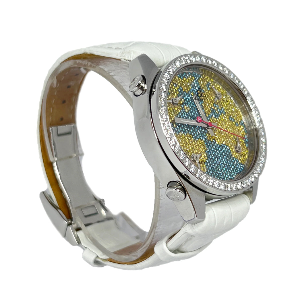 Jacob & Co Five Time Zone Stainless Steel and White Diamonds Watch, JCM47YBBZ