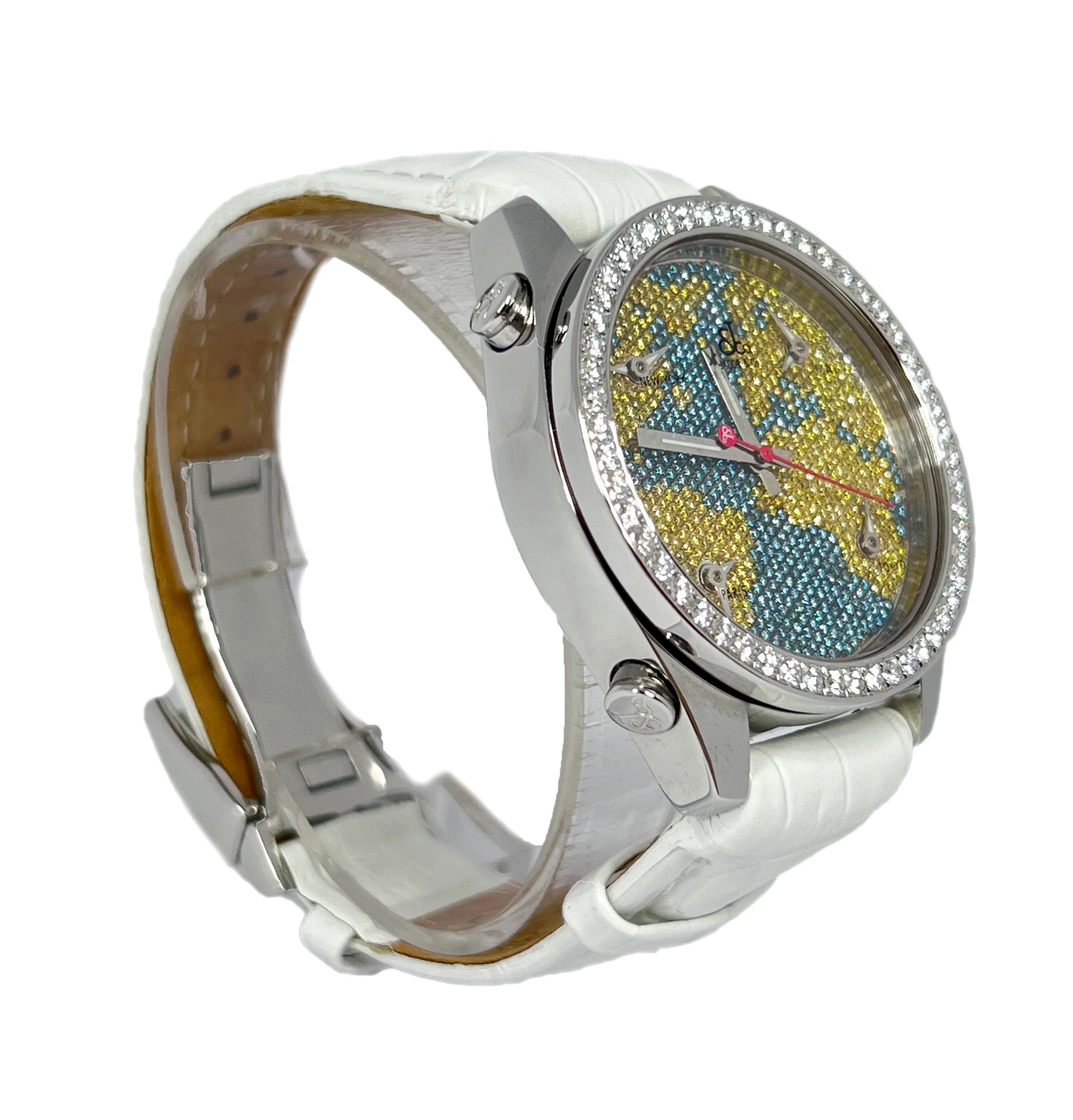 Jacob & Co Five Time Zone Stainless Steel and White Diamonds Watch, JCM47YBBZ