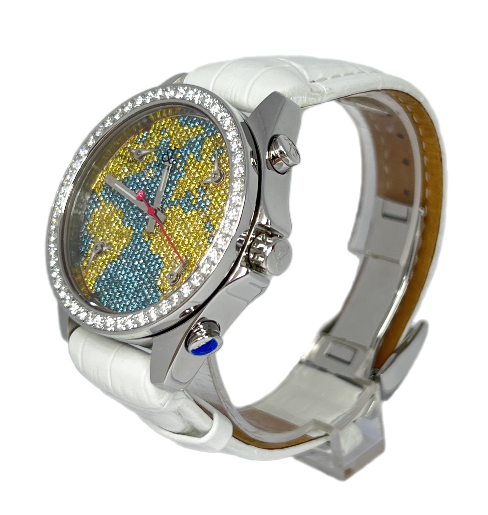 Jacob & Co Five Time Zone Stainless Steel and White Diamonds Watch, JCM47YBBZ
