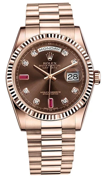Rolex Day-Date 18K Rose Gold & Diamonds Lady's Watch, Preowned-118235F-0093