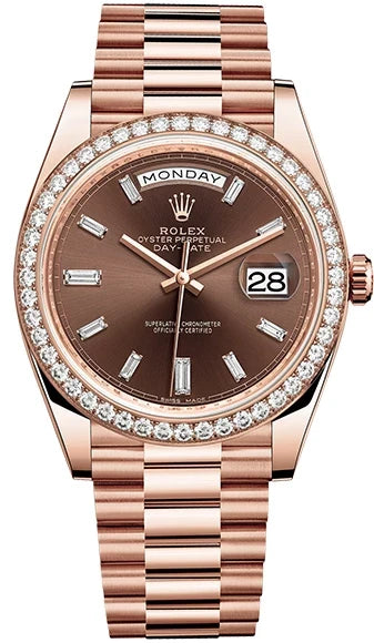 Rolex Day-Date 18K Rose Gold & Diamonds Men's Watch, Preowned-228345rbr-0006